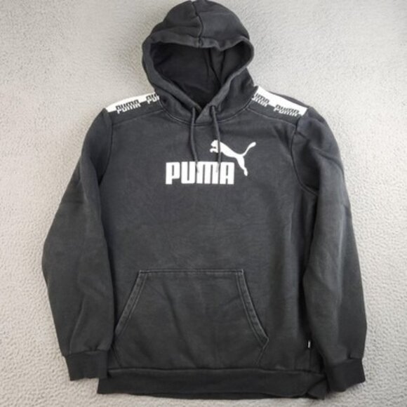 Puma Other - Puma Hoodie Mens Large Black Pullover Athletic Logo Drawstring Kangaroo Pocket